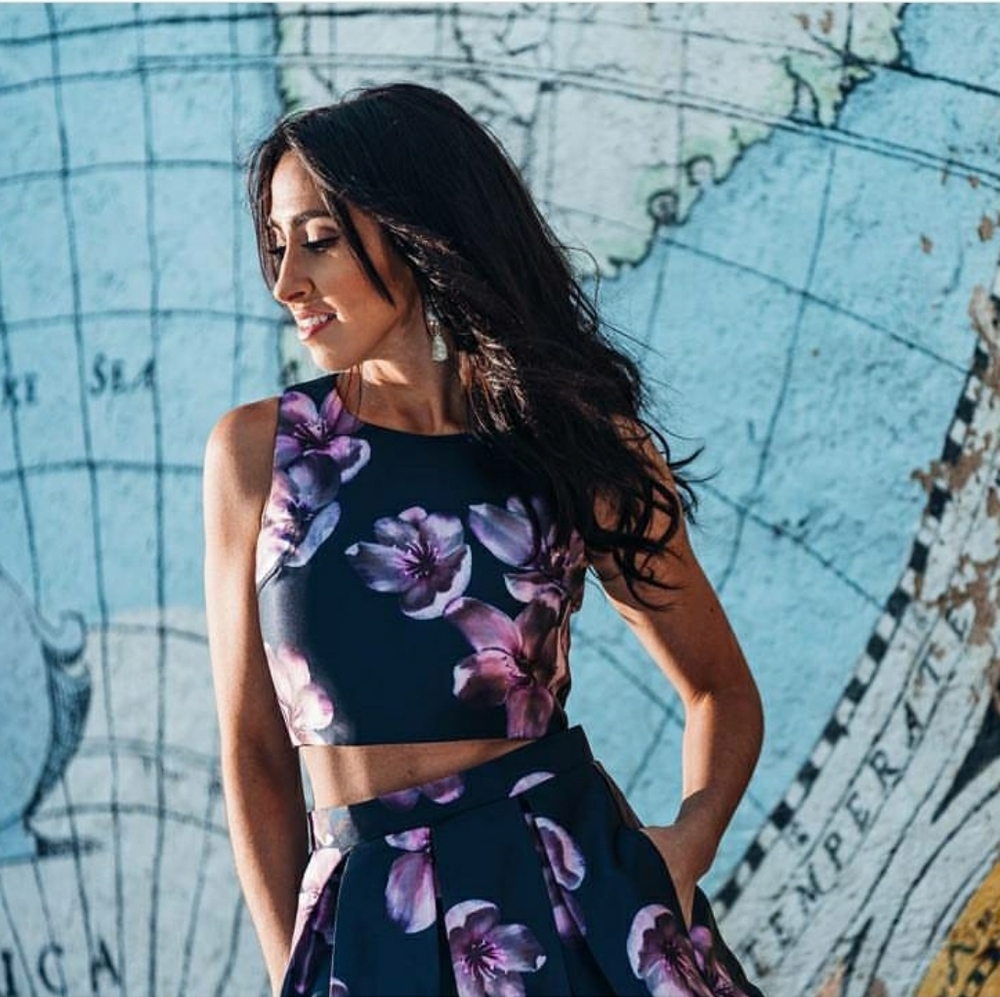 Crop top and skirt floral set